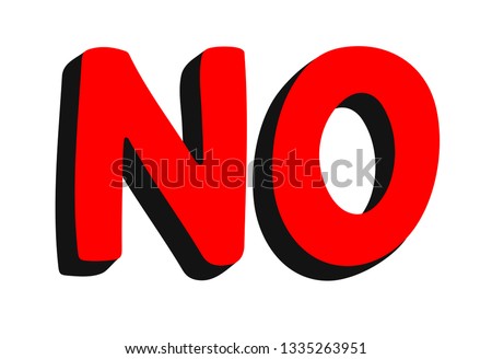 No word text on talk shape. red color. Vector illustration no in speech bubble on white background. Design element for badge, sticker, mark, symbol icon and card chat. Test question