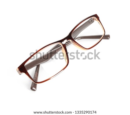 Modern glasses on white background