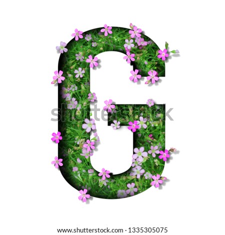 tropical flora flower font alphabet g design with paper cut style on white background