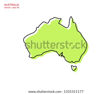 Green Outline Map of Australia Vector Design Template. Editable Stroke Royalty-Free Stock Photo #1335311177