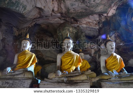 
Buddha image in the cave of (cave temple) Thailand