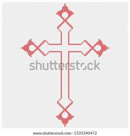Christian Cross Stitch Pattern Vector Art Illustration