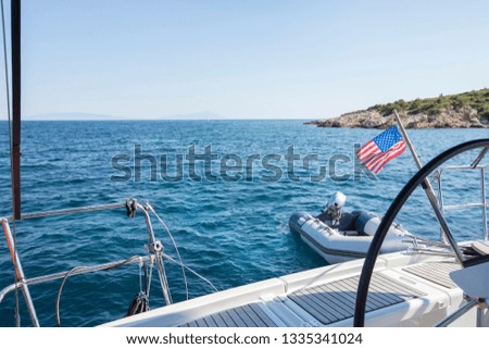 American flagged sailing boat