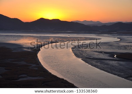 Suncheonnam bay located in Suncheon city, South Korea. It famous with the gorgeous sunset view.