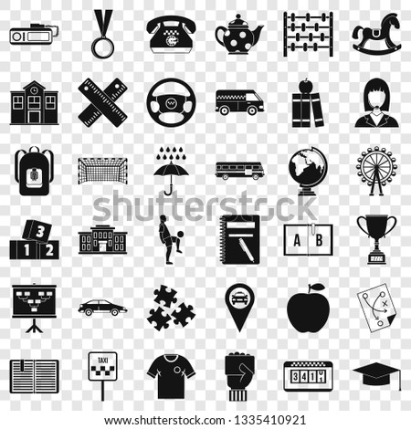 Taxi icons set. Simple style of 36 taxi vector icons for web for any design