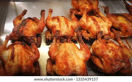 Whole Roast chicken for sale in the market