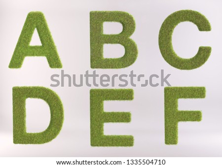 3D Illustration of a Grass Alphabet (Letters and Numbers) isolated on white, including clipping mask.
