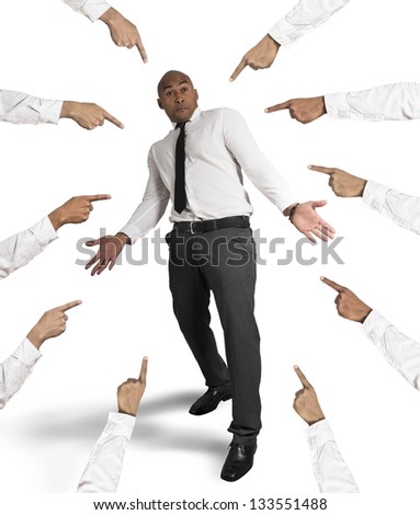 Concept of accused businessman with fingers pointing Royalty-Free Stock Photo #133551488
