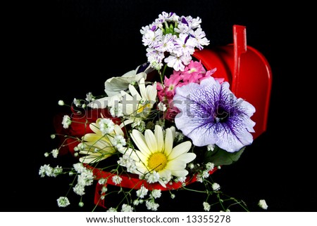 bouquet in red mailbox