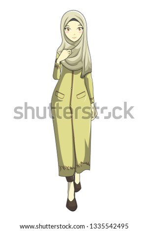 Hijab muslimah vector with manga style for greeting cards, Ramadan and many more you need.