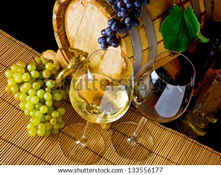 Wine stillife on the table.