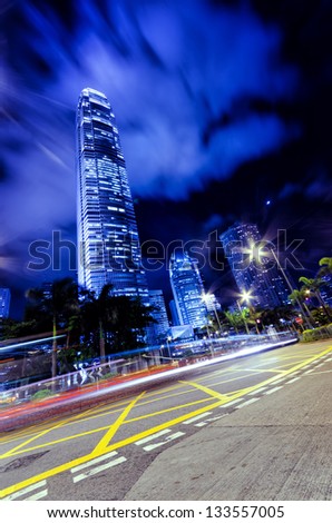 Motion blur of traffic in Hong Kong.