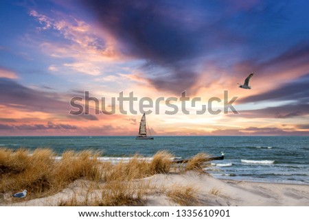 Beautiful picture of the baltic sea in Germany by Sunset