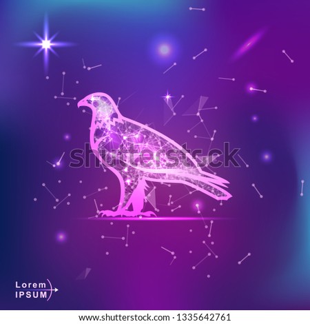 eagle. Polygonal wireframe eagle silhouette on gradient background. Space, futuristic, zodiac concept. Shine neon style vector illustration
