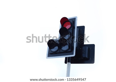 red traffic light, isolated on white background