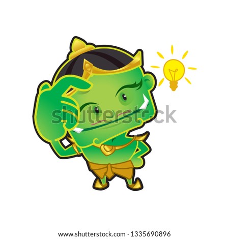 giant cartoon character thai asia cute isolated on white background, clip art giant green lovely and funny, clipart giant mascot cartoon, giant cartoon characters cute, (tossakan, ramayana thai word)