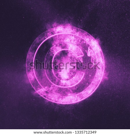Copyright symbol. Abstract night sky background