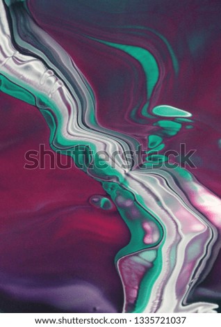 Green fluid floating wave, handmade fashion art print, pink and green marble texture design