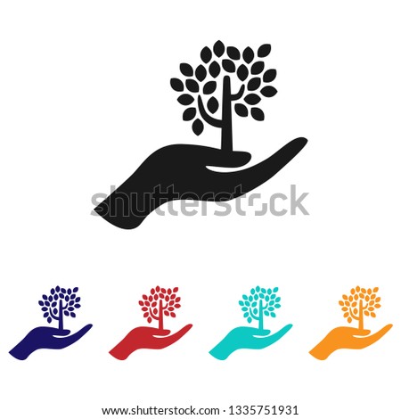 Tree in hand icon.Plant vector sign.Growth concept.Ecology care symbol.