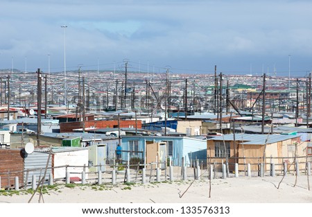 Khayelitsha Township Shacks, Cape Town Royalty-Free Stock Photo #133576313