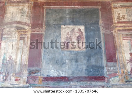 Pompeii is an ancient Roman city near Naples, buried under a layer of volcanic ash as a result of the eruption of Vesuvius in the second half of October 79 AD. e.  Murals on the walls