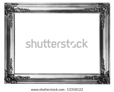 old antique silver frame over white with clipping path