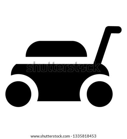 Lawn mower solid icon vector 