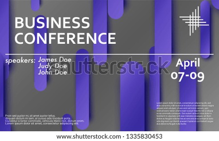 Conference announcement design template, flyer layout. Material design. Minimal abstract cover. Creative colorful wallpaper. Trendy gradient poster. Vector illustration.