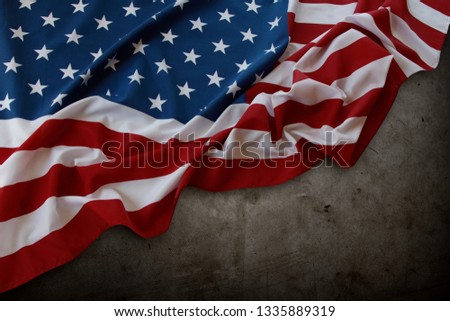 American flag on brown background