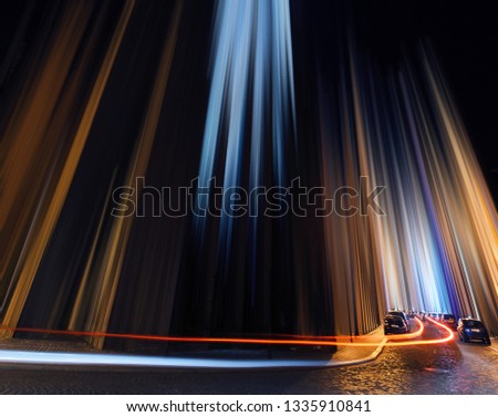 Abstract View of Urban night Scene Skyscrapers