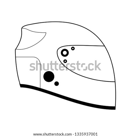 Racing helmet equipment isolated black and white