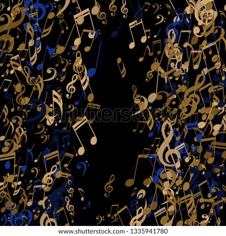 Square Frame of Musical Notes. Trendy Background with Notes, Bass and Treble Clefs. Vector Element for Musical Poster, Banner, Advertising, Card. Minimalistic Simple Background.