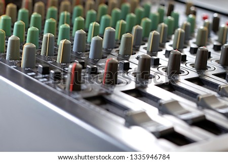 Music mixing desk stock image in a recording studio with digital control panel stock photo