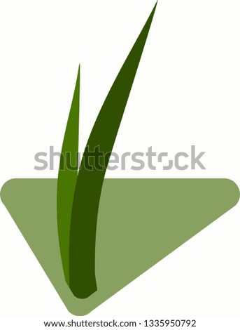 Seedlings of grass for breeding in the abstract vector. Icon for agriculture on the background of green triangle on new life.