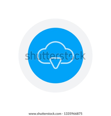 outline cloud download simple icon. linear symbol with thin outline. Icon in colored circle with gray bold border. Web button, modern flat design