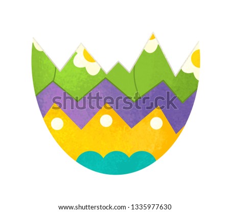 cartoon happy easter scene with colorful easter egg on white background - illustration for children