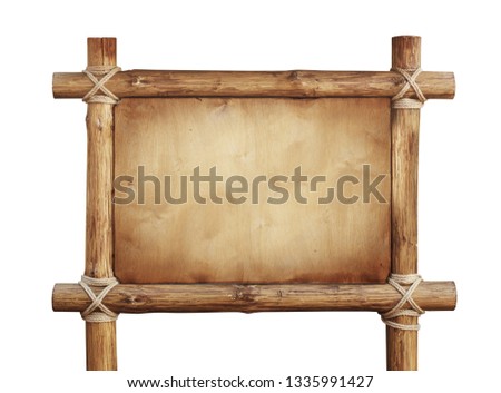 Wooden sign isolated on white. With Path