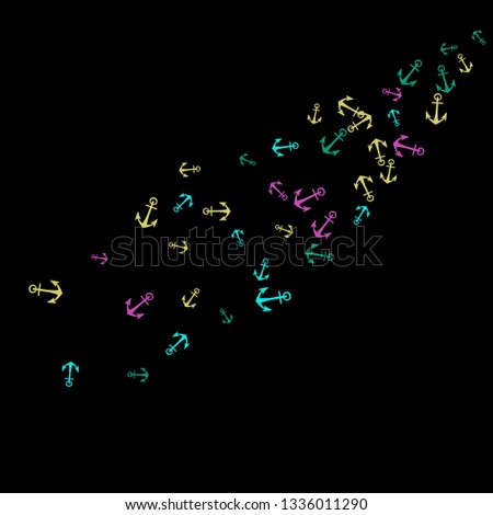 Pretty summer background with anchors. Anchor In Cartoon Free Style. Pattern Art Illustration Vector