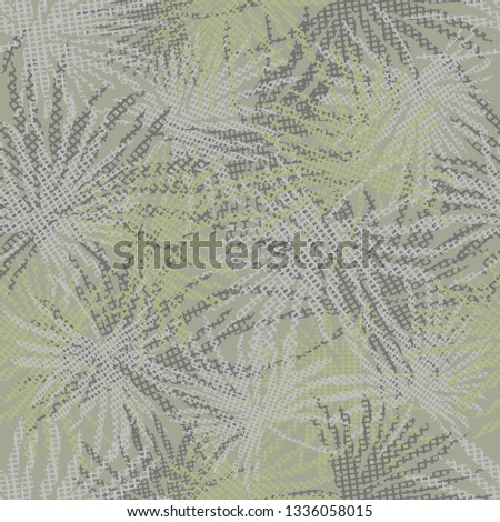 Colorful palm tree branches on abstract background. Vector illustration.