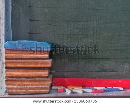 Eraser and Chalk wrote the board and blackboard background