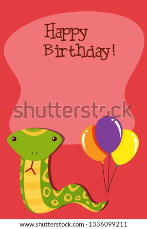 A snake on birthday template illustration