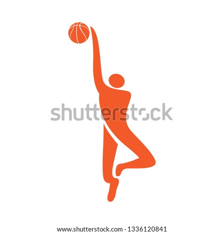 Isolated basketball player icon with a ball. Vector illustration design