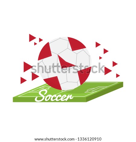 Soccer ball on a field. Banner. Vector illustration design