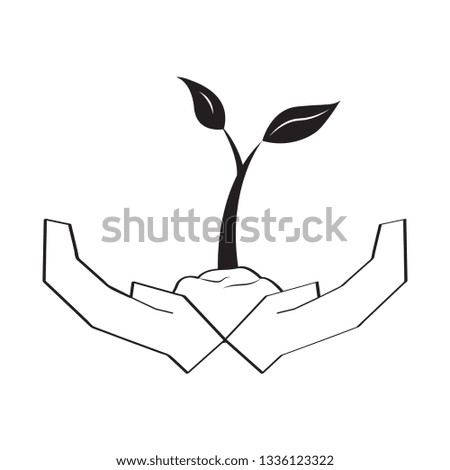 Isolated plant resting in hands. Vector illustration design