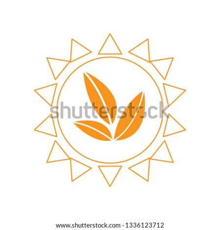 Leaves in an abstract sun. Vector illustration design