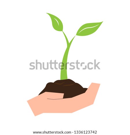 Isolated plant on a hand. Eco icon. Vector illustration design