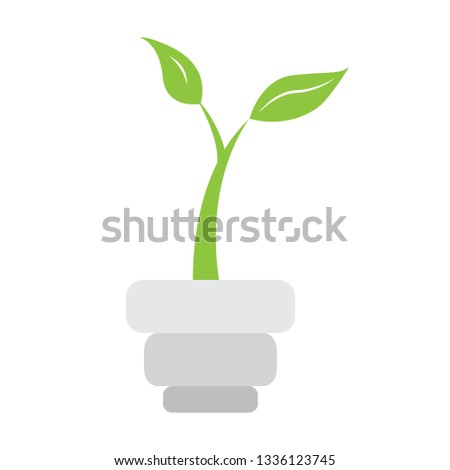 Lightbulb with a plant. Eco icon. Vector illustration design