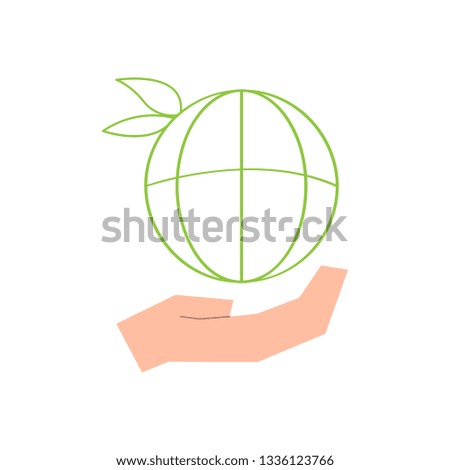 Isolated world web icon with a hand. Vector illustration design