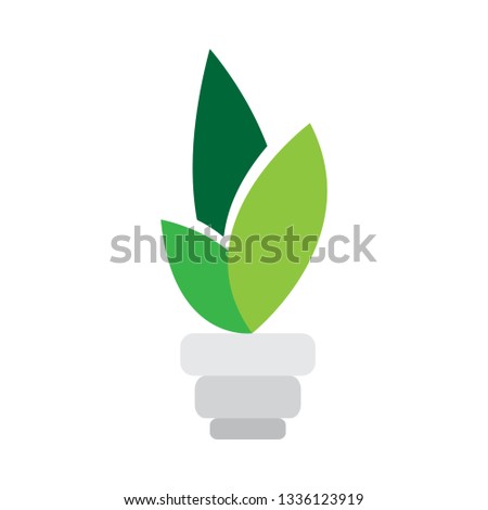 Leaves in a lightbulb. Eco icon. Vector illustration design