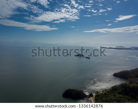 Aerial View of the ocean and Mountains in Costa Rica 